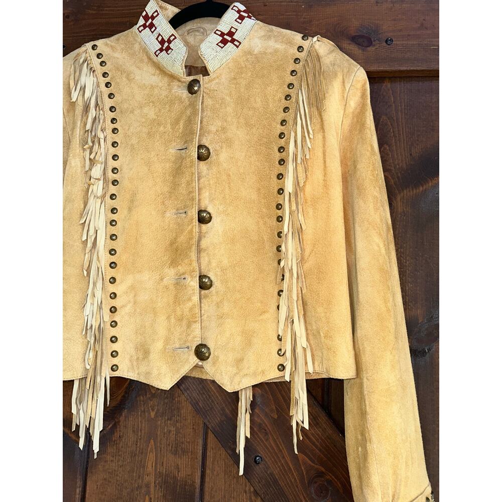 Scully vintage women’s XL leather beaded fringe jacket - Picture 3 of 10
